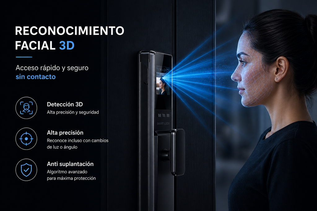 Cerradura PHILAX con Reconocimiento Facial, Huella Digital y App | Seguridad Premium para tu Hogar