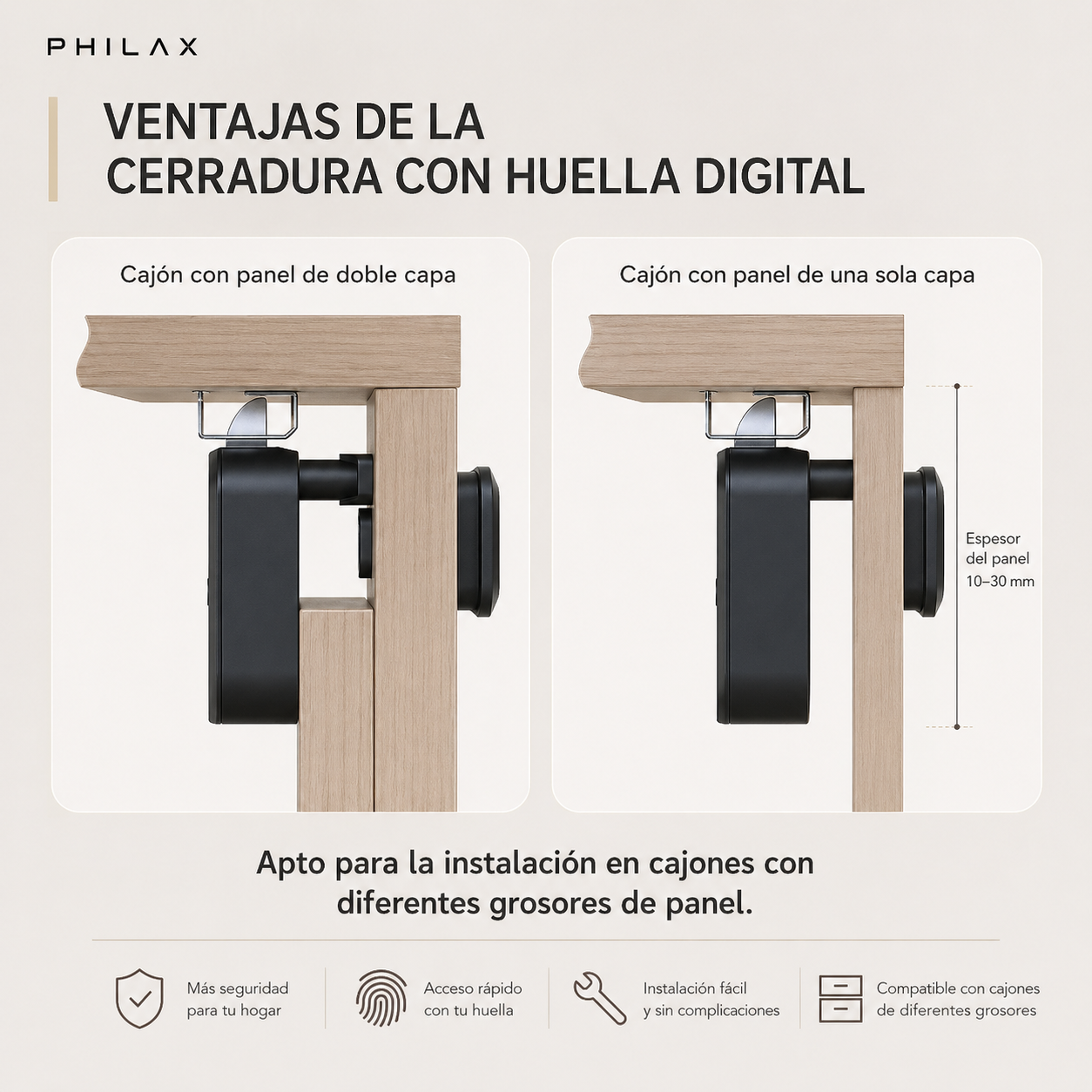 PHILAX SafeLatch – Cerradura Inteligente para Cajón