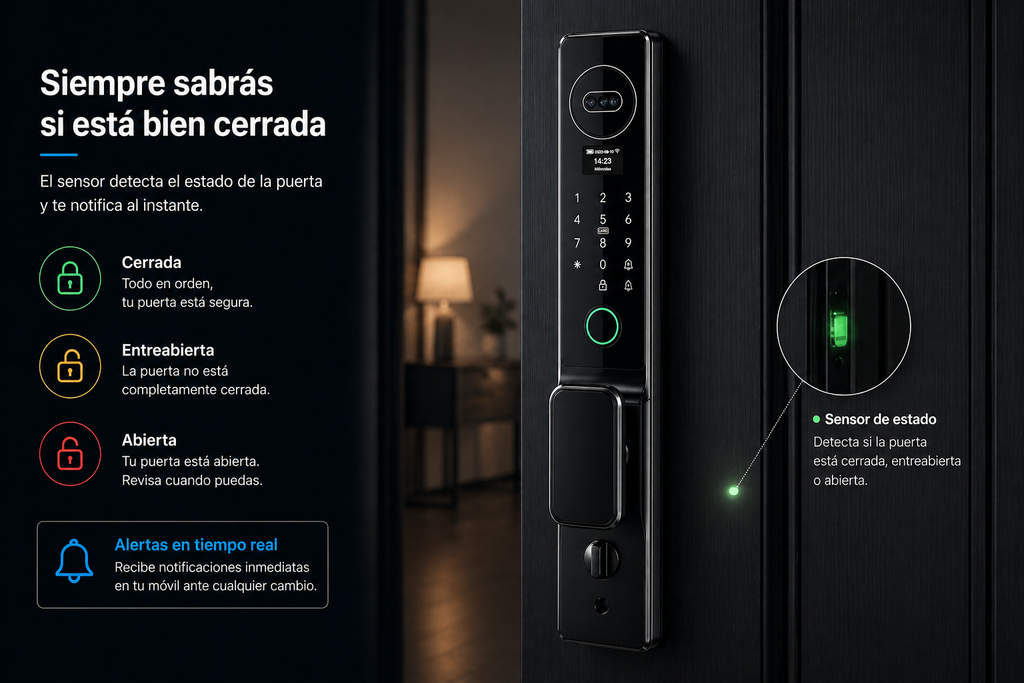 Cerradura PHILAX con Reconocimiento Facial, Huella Digital y App | Seguridad Premium para tu Hogar