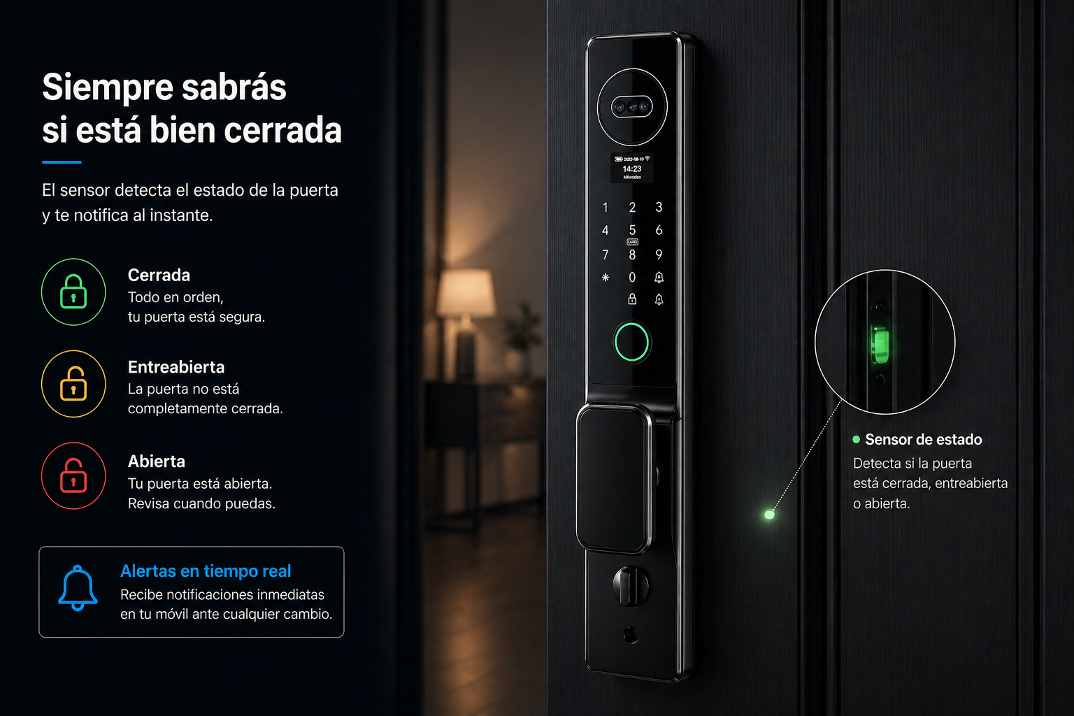 Cerradura PHILAX con Reconocimiento Facial, Huella Digital y App | Seguridad Premium para tu Hogar